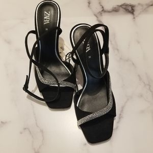 NEW!! Zara Black Rhinestone Heels